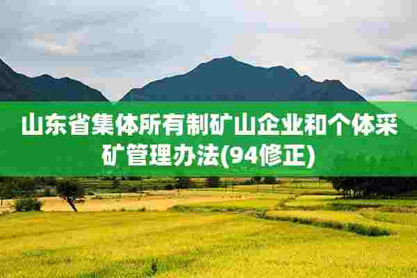 山东省集体所有制矿山企业和个体采矿管理办法(94修正)