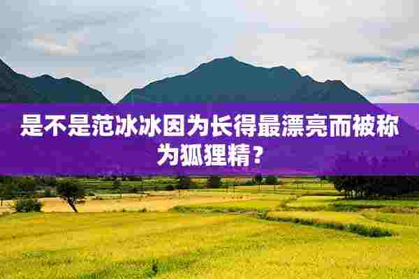 是不是范冰冰因为长得最漂亮而被称为狐狸精？