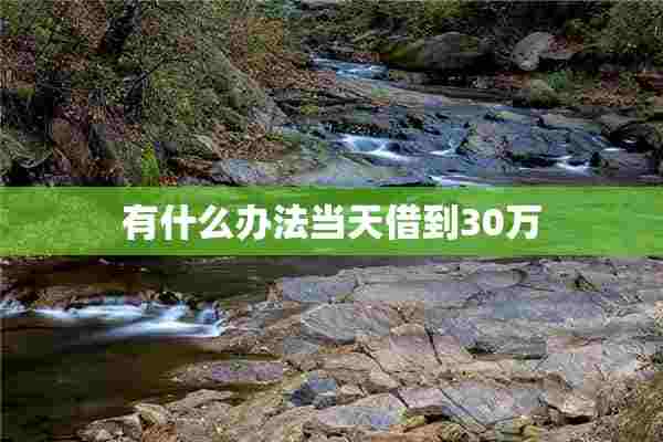 有什么办法当天借到30万